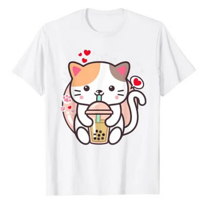 Kawaii Anime Japanese Neko Girl Teen Tshirt Cat