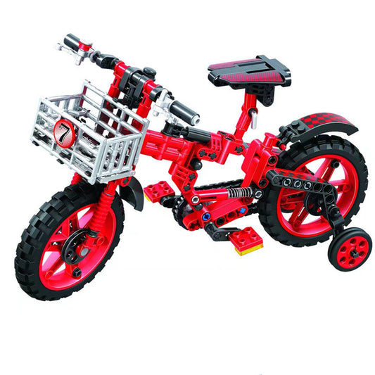 Technology Series Red Bicycle Assembled Building Block Toys