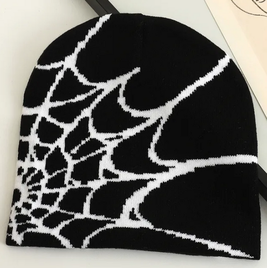 Spider Web Jacquard Beanie Caps Knitted Warm Hip Hop