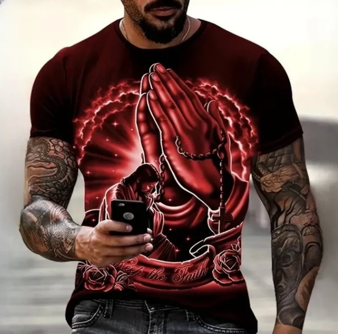 Christianity Pray Tshirts Fashion 3D Jesus Printing Tshirt For Men