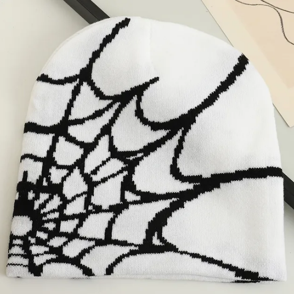 Spider Web Jacquard Beanie Caps Knitted Warm Hip Hop