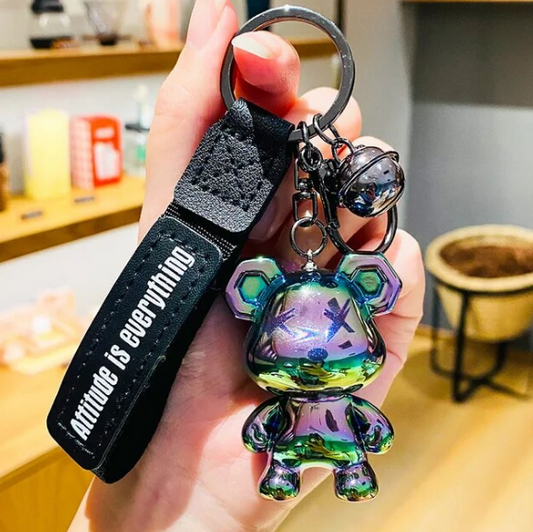 Cute Bear Keychain Resin Electroplating