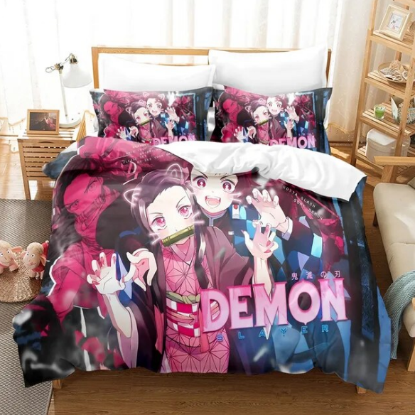 Demon Slayer Bedding Set Anime Stylish Bedroom Unique Creative