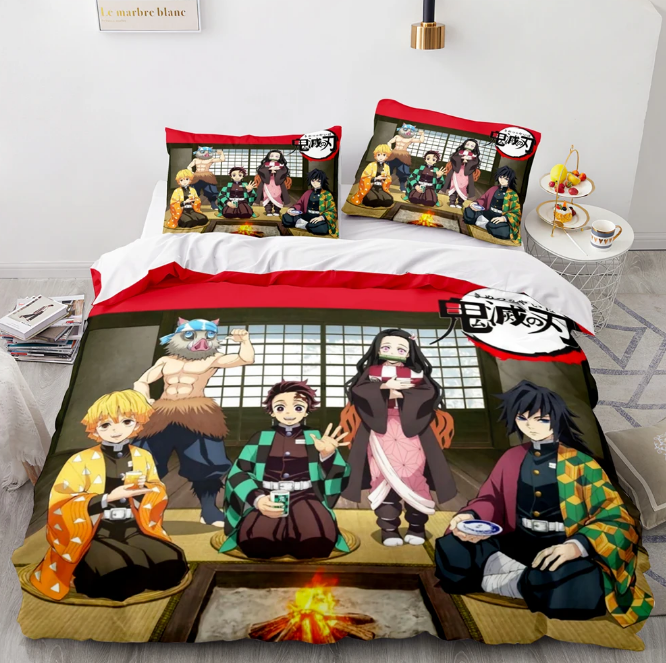 Demon Slayer 3D Bedding Set Anime Duvet Cover Pillow Cases Home Decor