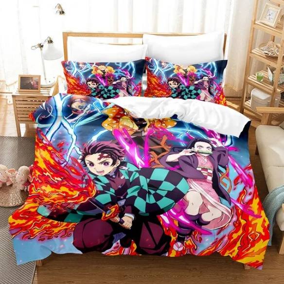 Demon Slayer Bedding Set Anime For Multi Bed Size Creative