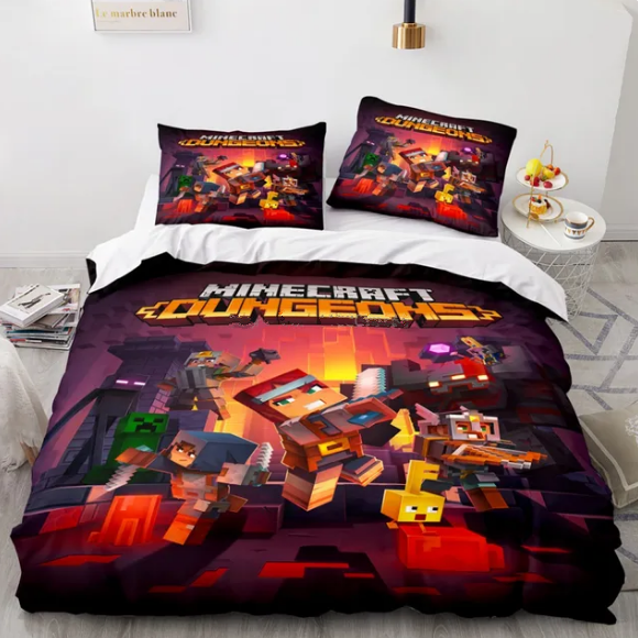 Minecraft Bedding Set Game Duvet Cover With Pillowcases Single For Bedroom