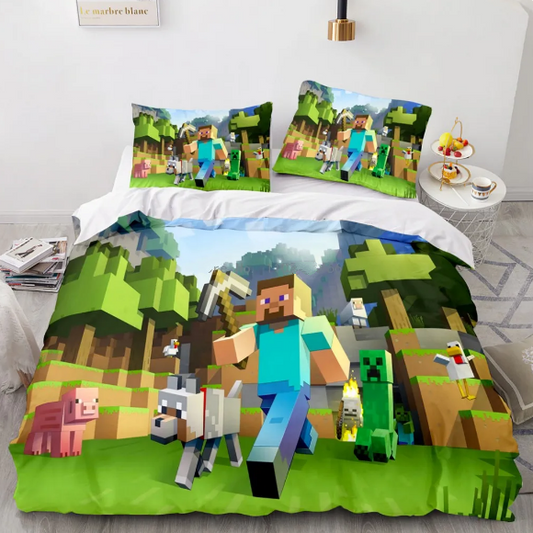 Minecraft Bedding Set Game Duvet Cover With Pillowcases