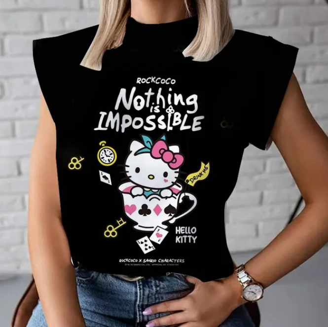 Summer Women Tshirts Fashion Hello Kitty