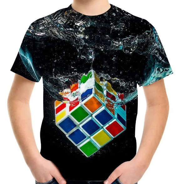 Rubik Cube Tshirt Boy Girl Funny Cubes Puzzle Tee Kid