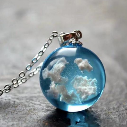 Blue Sky White Cloud Chain Necklace Fashion Jewelry