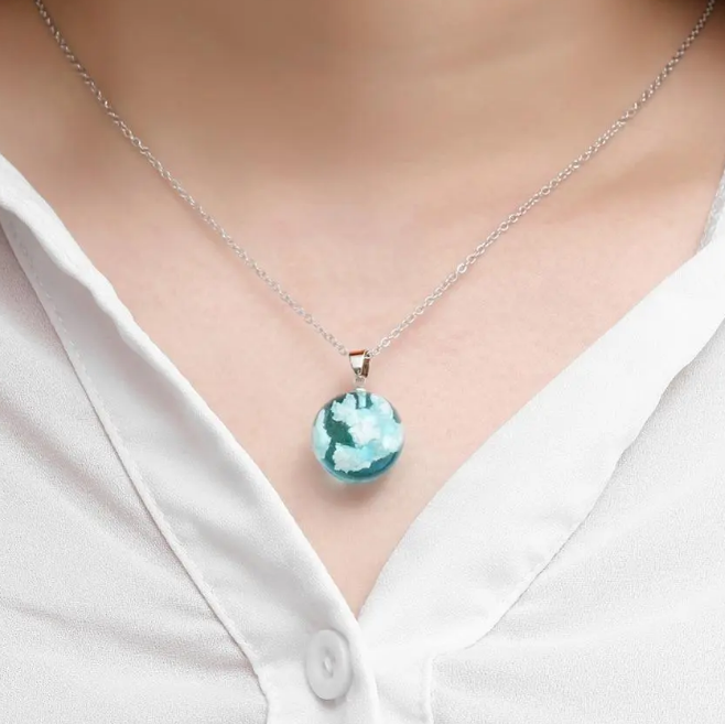 Blue Sky White Cloud Chain Necklace Fashion Jewelry