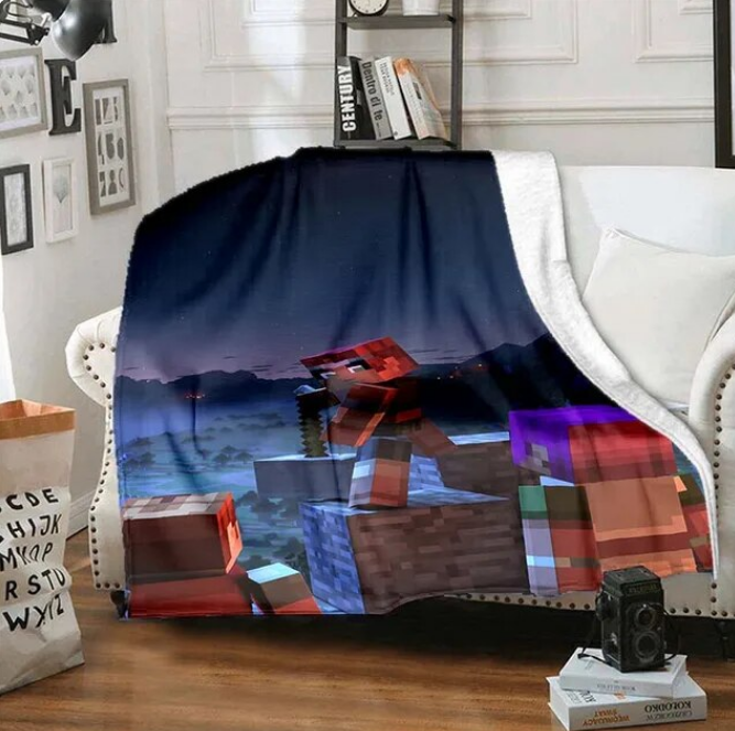 3D Sandbox Game Blanket For Sofa Stylish