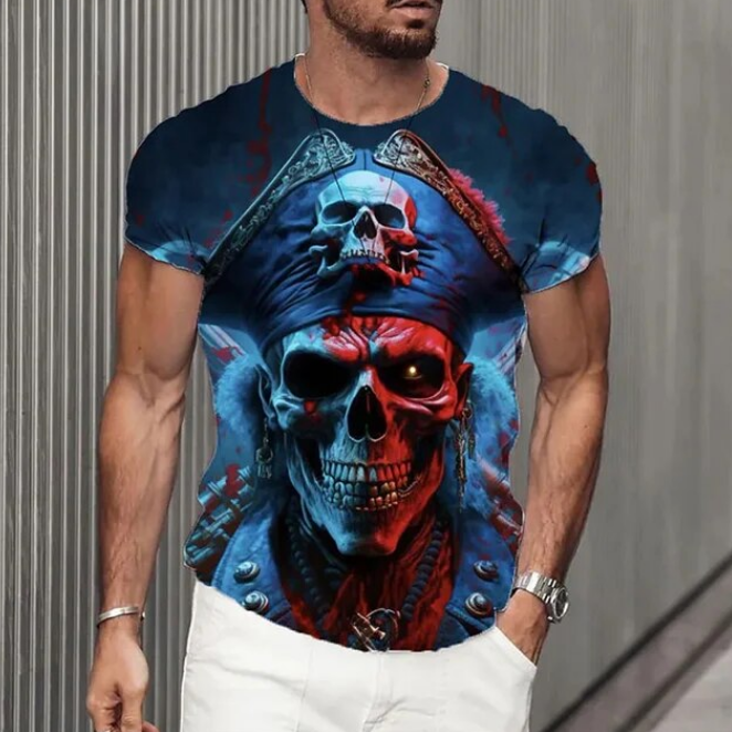 Tshirt Summer Fashion Skull Theme 3D Unique