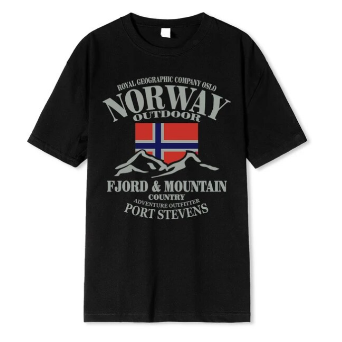 Summer Norway Flag Fjord Mountain Tshirt