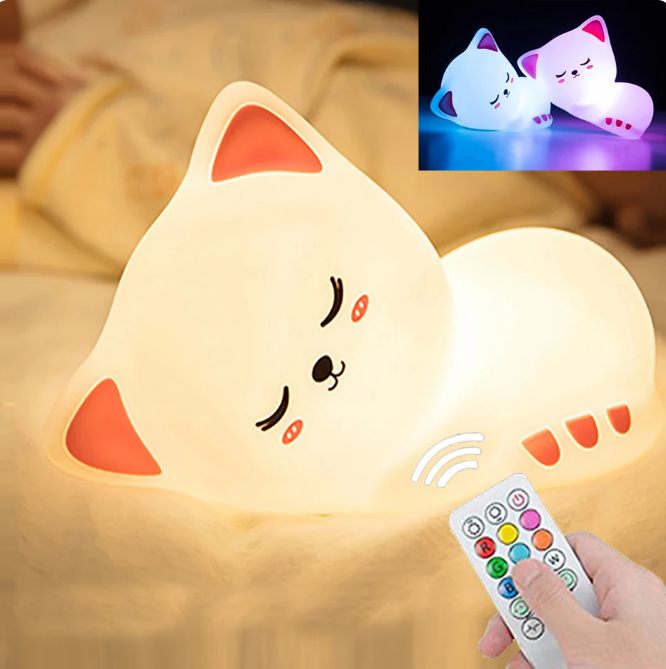 Touch LED Cat Night Light Remote Control For Kid