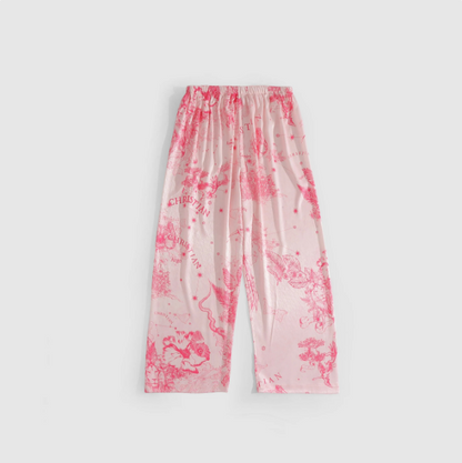 Pink Letter Printed Women Pajama Set