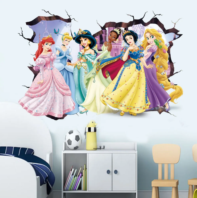 Cartoon Lovely Snow White Cinderella Aurora Princess Wall Stickers