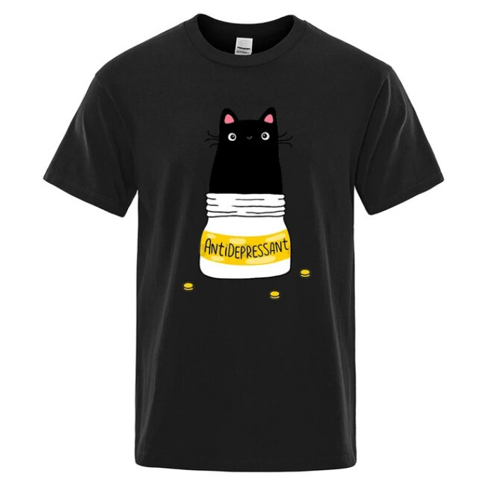 Comic Version Of The Little Cat Antidepressant Men Tshirts