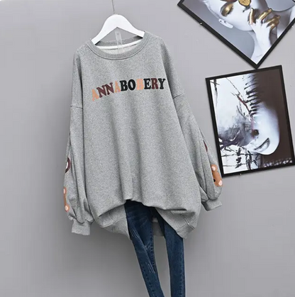 Letters Print Patchwork Oversized Streetwear Hip Hop Sweatshirt