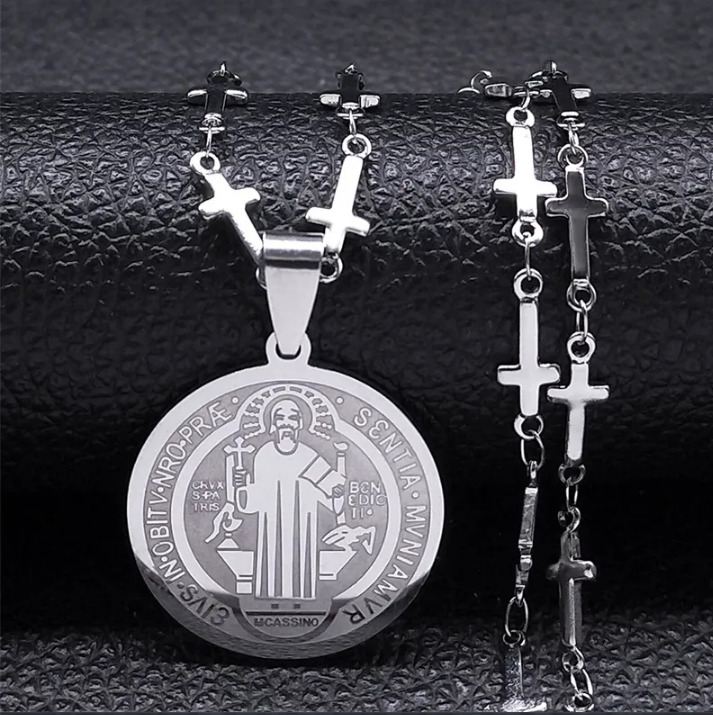 Catholic Saint Benedict Medal Stainless Steel Necklace