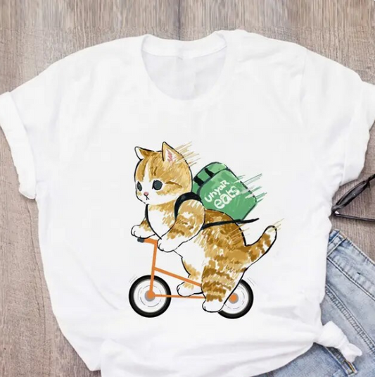 Women Tshirt Cute Cat Funny