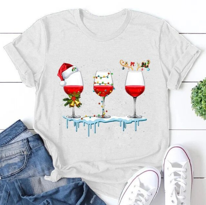 Funny Christmas Pattern Tshirt Short Sleeve