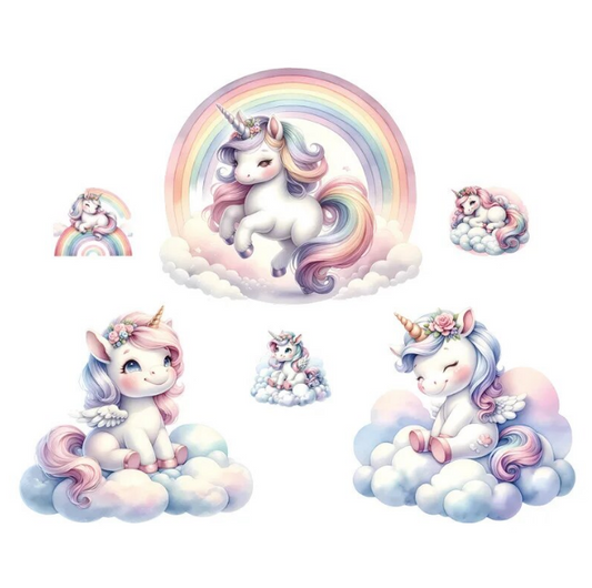 Watercolor Rainbow Unicorn Wall Stickers For Kids Room Baby