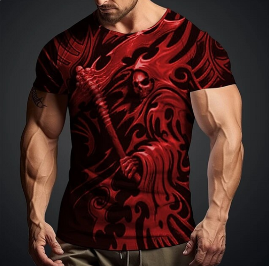 3D Skull Print Tshirt For Men Retro Fashion