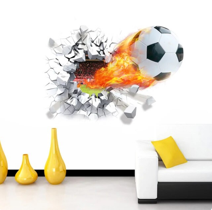 3D Football Soccer Wall Stickers For Kids Decoration Gift