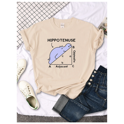 Women Tshirt Hippo Sleeping On Math Problem