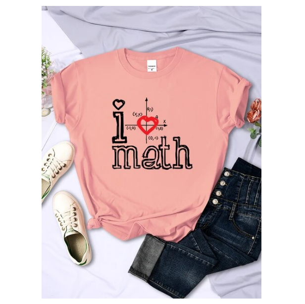 Fashion Logo I Love Math Printed Women Tshirts