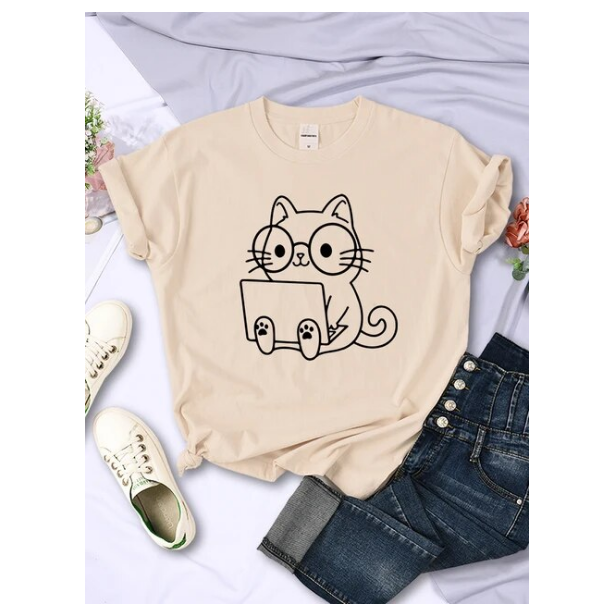 Careful Study Of Work Cat Sketches Women Tshirt