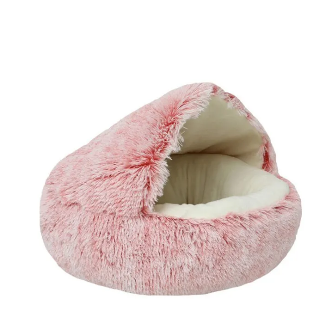 Soft Plush Pet Bed With Cover Round Cat