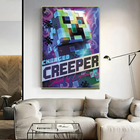 Minecrafts Creeper Movie Sticky Posters Fancy For Living Room