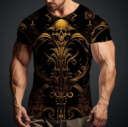 3D Skull Print Tshirt For Men Retro Unique