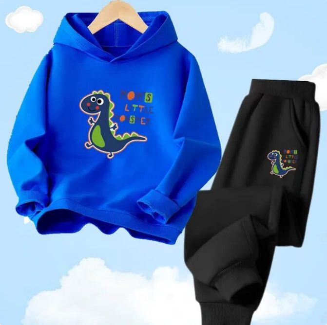 Children Autumn And Winter Suit Cartoon Dinosaur Printed Hoodie