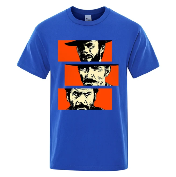 The Good the Bad and Ugly Blondie Angel Eyes Tuco Cowboy Tshirt