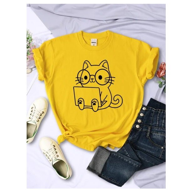 Careful Study Of Work Cat Sketches Women Tshirt