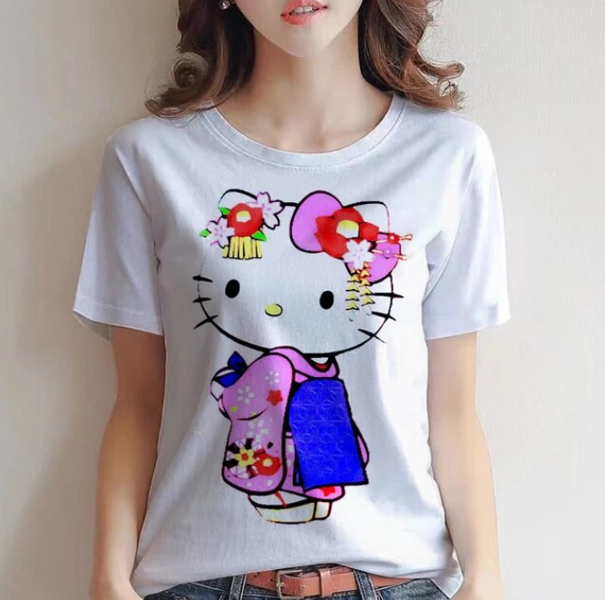 Hello Kitty Cotton Summer Loose Short Sleeve Tshirt