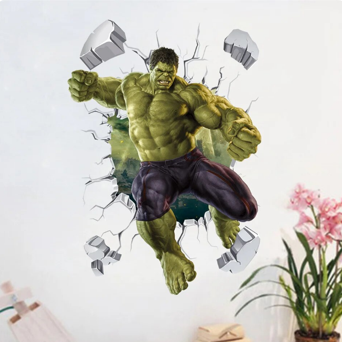 3D Broken Wall Hulk Wall Sticker