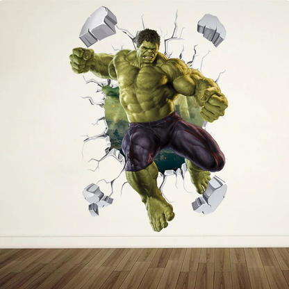 3D Broken Wall Hulk Wall Sticker