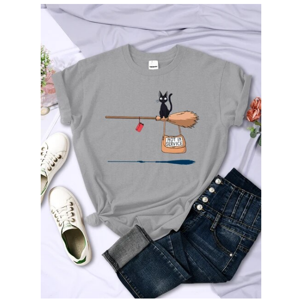 Cute Cat Not In Service Comics Tshirt Fashion - DUGO