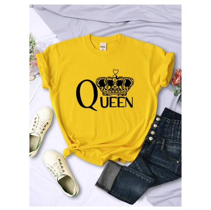 Queen Big Crown Printed Women Tshirts