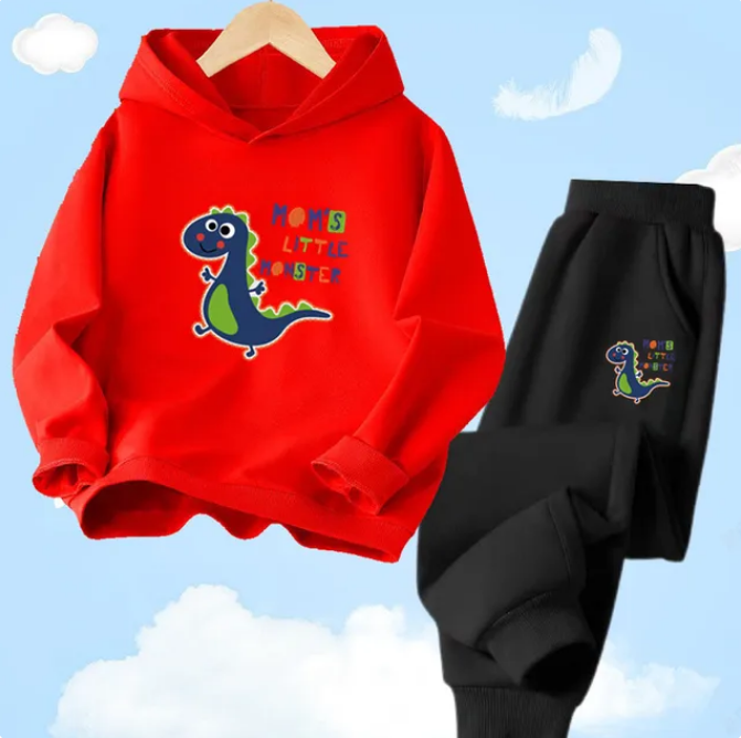 Children Autumn And Winter Suit Cartoon Dinosaur Printed Hoodie