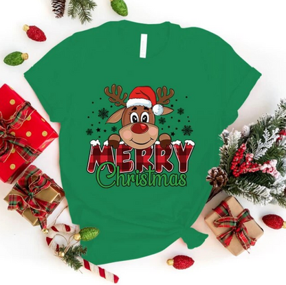 Cute Merry Christmas Print Tshirts Short Sleeve