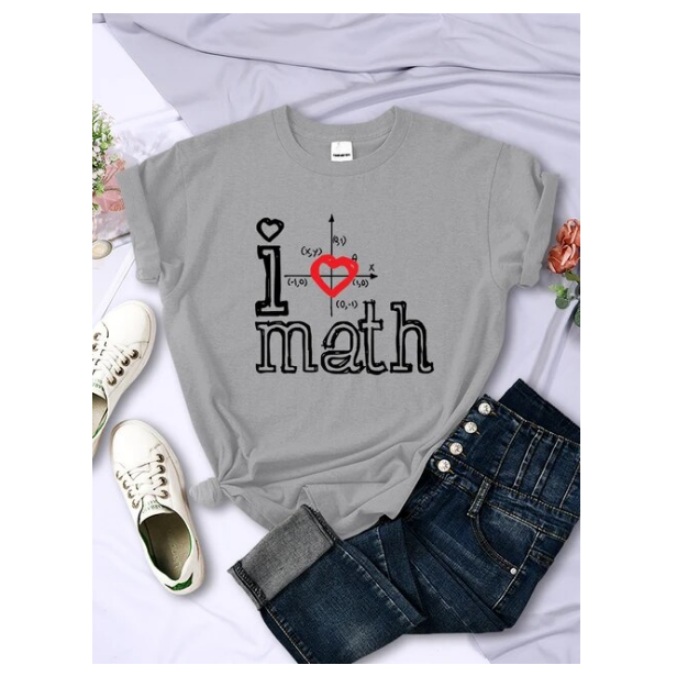 Fashion Logo I Love Math Printed Women Tshirts