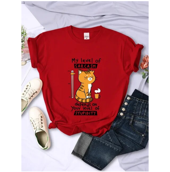 Funny My Level of Sarcasm Depends On Your Level Of Stupidity Graphic Women Tshirts