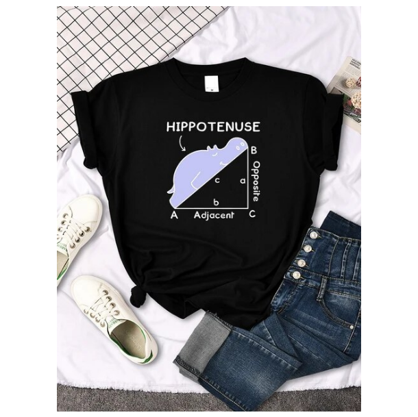 Women Tshirt Hippo Sleeping On Math Problem