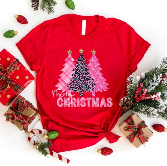 Funny Merry Christmas Tree Print Tshirt