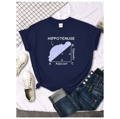 Women Tshirt Hippo Sleeping On Math Problem